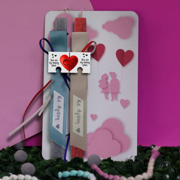 Ξύλινη λαμπάδα couple κούνια