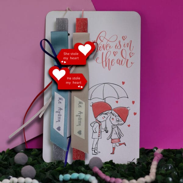 Ξύλινη λαμπάδα couple love is in the air