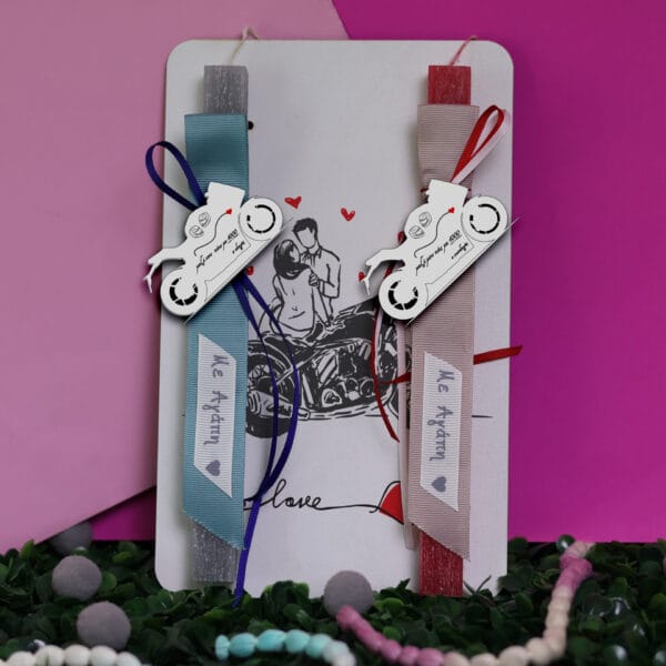 Ξύλινη λαμπάδα couple μηχανή